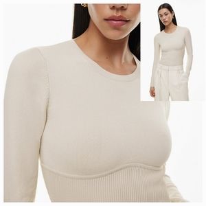 Babaton Sculpt Knit Empire LongsleeveMatte Pearl Sz XS